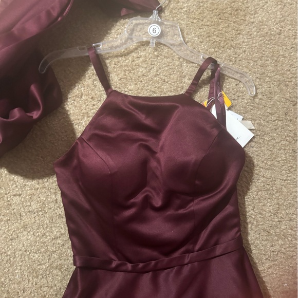 Formal Dress with Shawl in Wine color - Picture 6 of 8